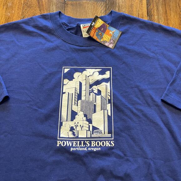 Powell's Books Shirt Mens XL Blue Portland Oregon Bookstore Graphic Tee New - Picture 3 of 8